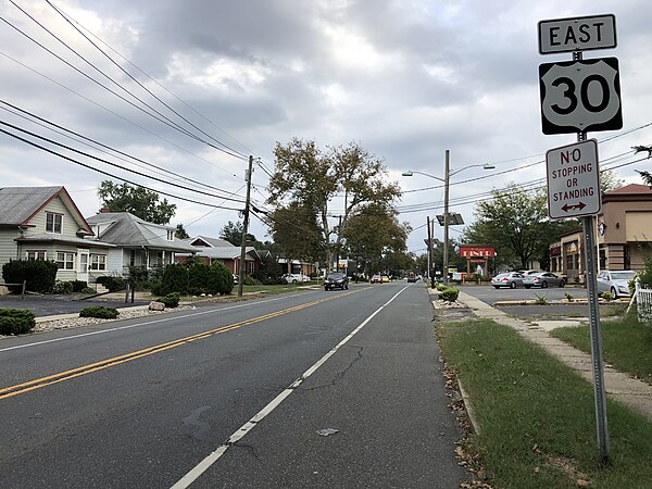 U.S. Route 30 eastbound in Audubon