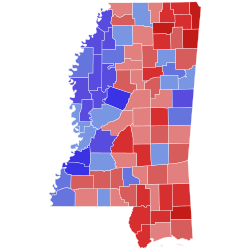 2018 United States Senate special runoff election in Mississippi results map by county.svg