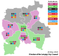 Seat distribution for the 2019 Leipzig city council election.