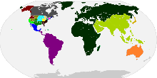 Map of Little League regions (as of 2023) 2023 LLWS Regions Map.svg