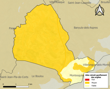 Carte des zones d'aléa retrait-gonflement des argiles.