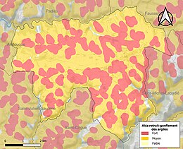 Carte des zones d'aléa retrait-gonflement des sols argileux de Valence-d'Albigeois.