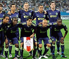 Van der Wiel (second from top right) with Ajax teammates in 2010 AFC Ajax 2010.jpg