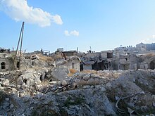 シリア内戦で破壊されたアレッポの住宅地。（2019年）