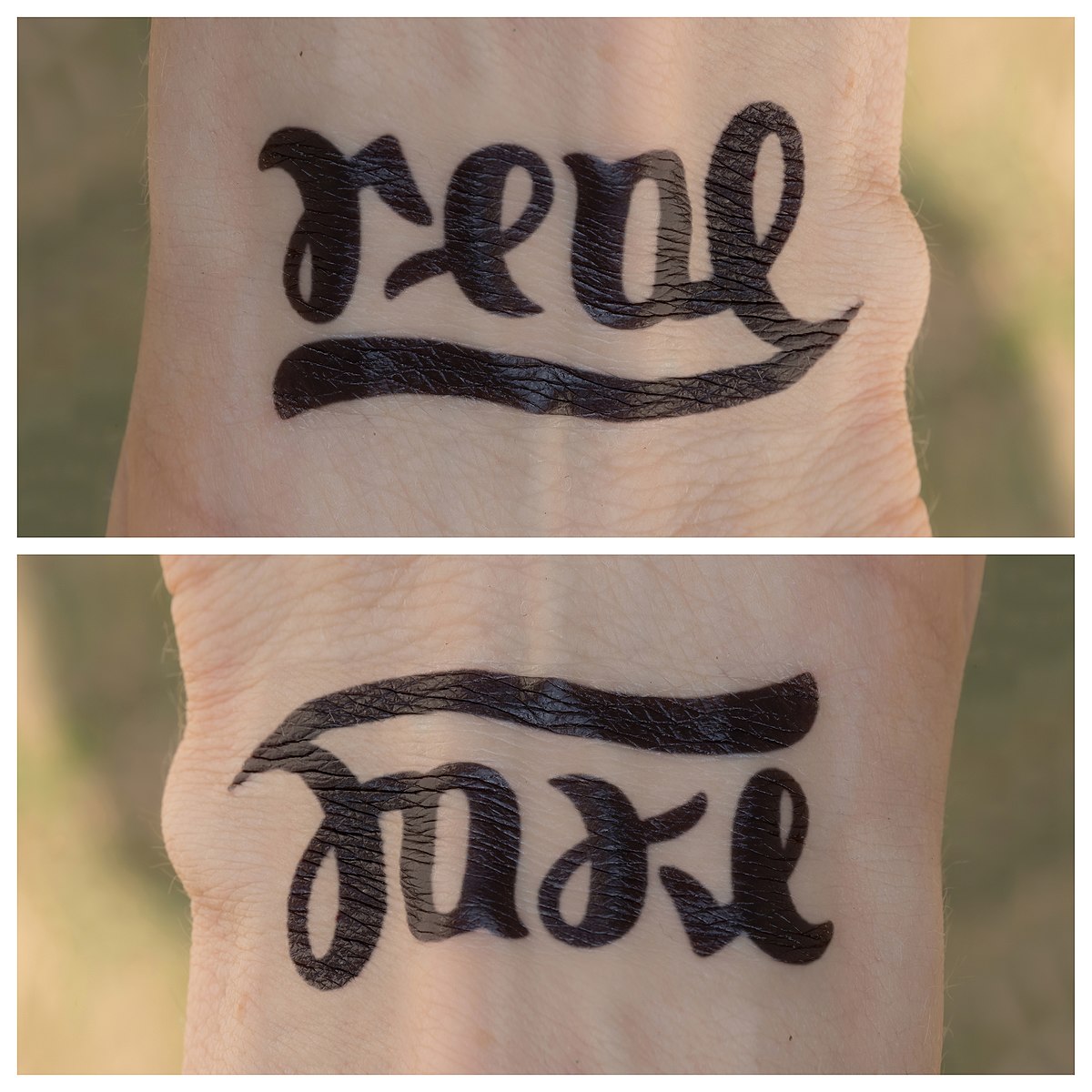 File:Ambigram tattoo Real Fake (2) - comparison.jpg - Wikimedia Commons