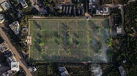 Aerial photo of the cemetery, taken 2019 An aerial photo of the English cemetery in Gaza City, a gift from the people of Palestine to Allied soldiers killed in the 1914-1918 war in memory of them. by soliman hijjy 2019.jpg