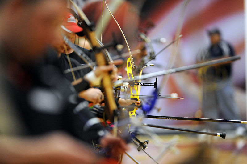 File:Archery competitors in the Warrior Games line up during warmups before their competition May 12, 2010, at the Olympic training center in Colorado Springs, Colo 100512-F-KR851-002.jpg