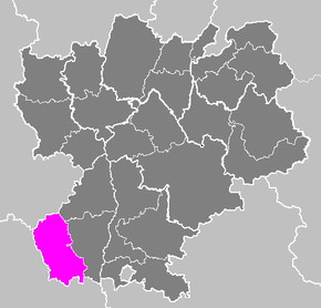 Arrondissement Largentière na mapě regionu Rhône-Alpes