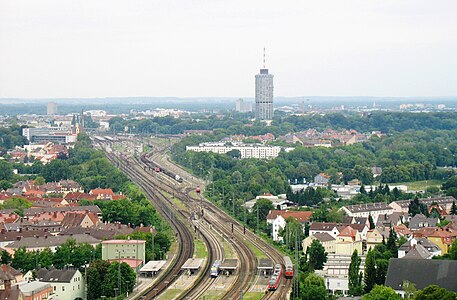 Bahnhof Augsburg-Oberhausen railway station and the main station