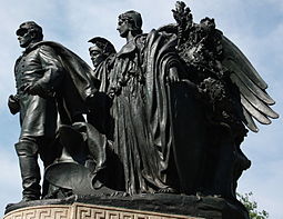 Weinman's 1909 Union Soldiers and Sailors Monument may have given him his head of Liberty (from the head of Victory, on right) and displays similar use of foliage. Baltimore Soldiers Sailors.jpg