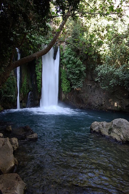 Banyas waterfall at the foot of Mount Hermon