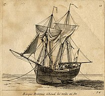 Une barque bretonne échouée au début du XIXème siècle.