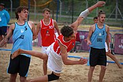 Deutsch: Beachhandball bei den Olympischen Jugendspielen 2018; Tag 5, 10. November 2018; Jungs, Platzierungsrunde - Uruguay-Italien 1:2 English: Beach handball at the 2018 Summer Youth Olympics at 11 October 2018 – Boys Consolation Round – Uruguay-Italy 1:2