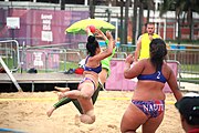 Deutsch: Beachhandball bei den Olympischen Jugendspielen 2018; Tag 5, 10. November 2018; Mädchen, Platzierungsrunde - Amerikanisch-Samoa-Venezuela 0:2 English: Beach handball at the 2018 Summer Youth Olympics at 11 October 2018 – Girls Consolation Round – American Samoa-Venezuela 0:2