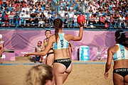 Deutsch: Beachhandball bei den Olympischen Jugendspielen 2018 in Buenos Aires; Tag 7, 13. Oktober 2018; Mädchen, Finale Argentinien-Croatien 2:0 English: Beach handball at the 2018 Summer Youth Olympics in Buenos Aires at 13 October 2018 – Girls Gold Medal Match – Argentina-Croatia 2:0 Español: Handball de playa en los Juegos Olimpicos de la Juventud Buenos Aires 2018 en 13 de octubre de 2018 – Partido por la medalla de oro femenino - Argentina-Croacia 2:0