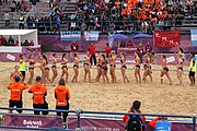 Deutsch: Beachhandball bei den Olympischen Jugendspielen 2018; Tag 5, 10. November 2018; Mädchen, Hauptrunde - Kroatien-Niederlande 1:2 English: Beach handball at the 2018 Summer Youth Olympics at 11 October 2018 – Girls Main Round – Croatia-Netherlands 1:2