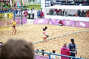 Deutsch: Beachhandball bei den Olympischen Jugendspielen 2018; Tag 6, 12. Oktober 2018; Mädchen, Hauptrundenspiel – Chinese Taipei (Taiwan)-Argentinien 1:2 English: Beach handball at the 2018 Summer Youth Olympics at 12 October 2018 – Girls Main Round – Chinese Taipei (Taiwan)-Argentina 1:2