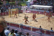 Deutsch: Beachhandball bei den Olympischen Jugendspielen 2018; Tag 4, 10. Oktober 2018; Mädchen, Vorrunde, Gruppe A - Ungarn-Chinese Taipei (Taiwan) 2:0 English: Beach handball at the 2018 Summer Youth Olympics at 10 October 2018 – Girls Preliminary Round Group A‎ – Hungary-Chinese Taipei 2:0