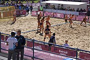 Deutsch: Beachhandball bei den Olympischen Jugendspielen 2018; Tag 3, 10. Oktober 2018; Mädchen, Vorrunde, Gruppe B - Niederlande-Argentinien 2:0 English: Beach handball at the 2018 Summer Youth Olympics at 10 October 2018 – Girls Preliminary Round Group B‎ – Netherlands-Argentina 2:0