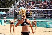 Deutsch: Beachvolleyball bei den Olympischen Jugendspielen 2018; Tag 11, 17. Oktober 2018; Jungen, Spiel um Platz 3 – USA (Devon Newberry/Lindsey Sparks)-Norwegen (Emilie Olimstad/Frida Berntsen) 1:2 (21–1/13–21/9–15) English: Beach volleyball at the 2018 Summer Youth Olympics at 17 October 2018 – Bronze Medal Match – USA (Devon Newberry/Lindsey Sparks)-Norway (Emilie Olimstad/Frida Berntsen) 1:2 (21–1/13–21/9–15)