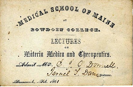 Bowdoin was also the Medical School of Maine from 1821 to 1921