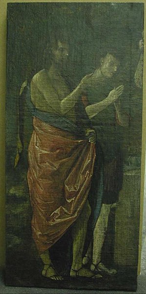 File:Bramantino - attribué à - Saint Jean-Baptiste et un jeune saint guerrier saint Longin, saint Adrien, saint Carpoforo ou saint Fidèle, MJAP-P 2142-1.jpg
