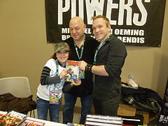 Brian and Olivia Bendis, Mike Oeming.jpg