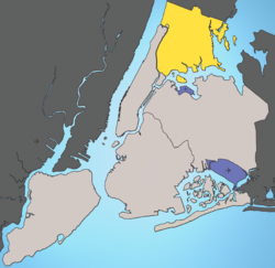 Location of Bronx shown in yellow.