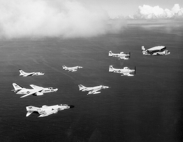 CVW-14 aircraft in flight in 1963, while assigned to USS Constellation.