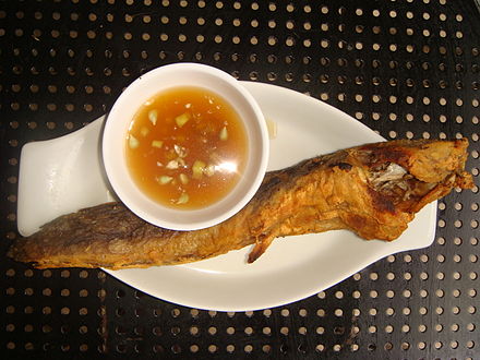 Filipino fried hito (catfish) with vinegar and kalamansi dip sauce
