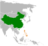 Location map for China and the Philippines.