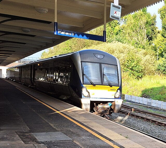 NI Railways Class 4000 at Lisburn in 2023.