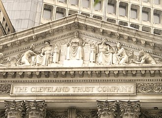 Finance, the building's main entrance tympanum sculpture by Karl Bitter. Cleveland Trust pediment.jpg