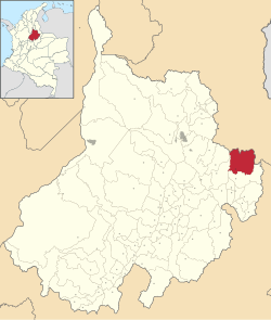 Location of the municipality and town of Cerrito, Santander in the Santander Department of Colombia.