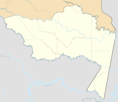 Mapa konturowa Amazonas, blisko dolnej krawiędzi po prawej znajduje się punkt z opisem „Leticia”