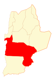 Mapa de la Región de Antofagasta, con la comuna homónima en rojo.