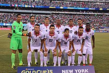 The team before the CONCACAF Gold Cup quarter-final match against Mexico Costa Rica national football team4.jpg