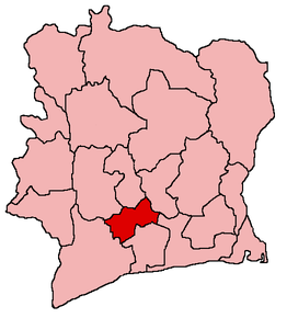 Harta districtului Fromager în cadrul statului Coasta de Fildeș
