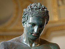 Croatian Apoxyomenos (detail), bronze statue from the 2nd or 1st century BC Croatian Apoxyomenos Louvre n09.jpg