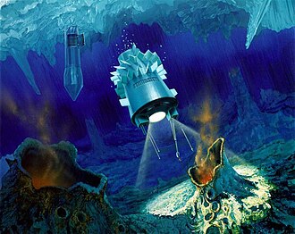 Artist's impression of a cryobot deploying a robotic submersible Cryobot.jpg