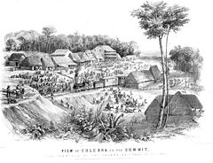 Premier chemin de fer transcontinental: vue du terminus de la Panama Railroad à Culebra en décembre 1854.