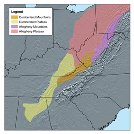      Localización de la meseta de Cumberland