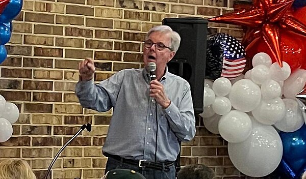 Lt. Gov Dan Patrick of Texas speaking to the Montgomery County Texas Tea Party in The Woodlands, Texas on November 7, 2022.