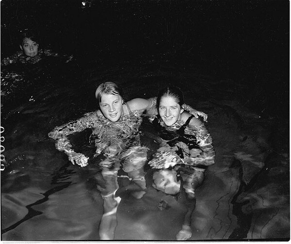 Dawn Fraser and Ilsa Konrads at the Australian National Swimming Championships and Olympic Trials, North Sydney Olympic Pool, 27 February 1960