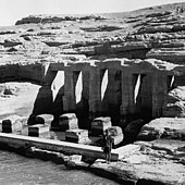 Temple of Derr ruins in 1960 Derr ( 125 miles south of Aswan, right bank). Temple dedicated to Pa - Horakhti.jpg
