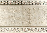 Detail of plant motifs on Taj Mahal wall