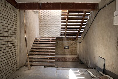 Diffused sunlight through a Metal staircase