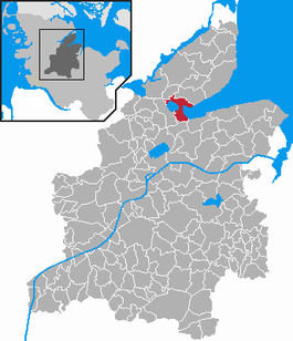 Egernførdes beliggenhed i Kreis Rendsburg-Eckernförde