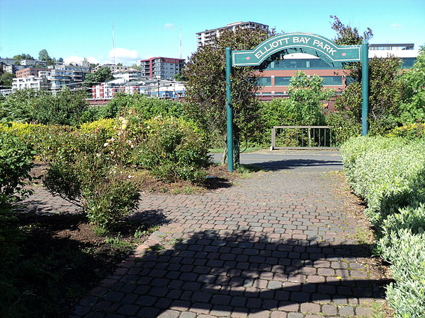 Elliott Bay Park along the waterfront, downtown Seattle