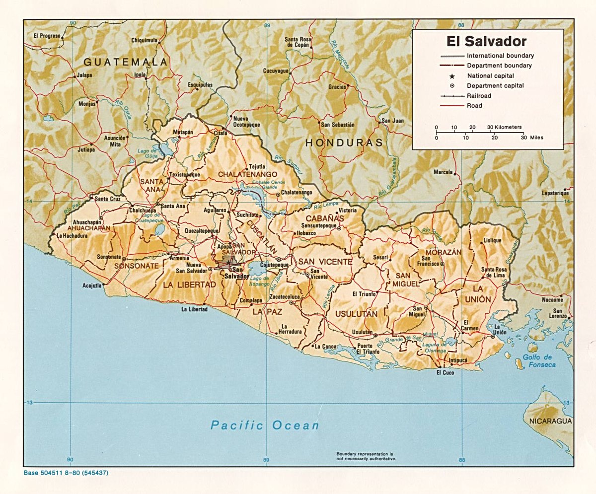 Many Sizes; Cia Map Of El Salvador 1980 Poster 